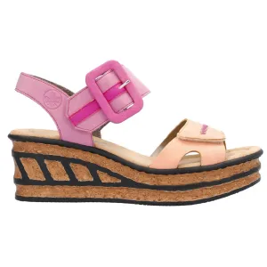 Rieker 68176-31 (Tortoise) Aprikot Lipstik Fuchsia Sandals