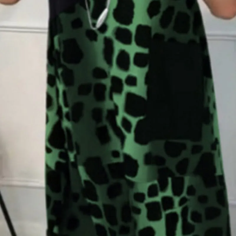 Round Neck Loose Print Short Sleeve Dress