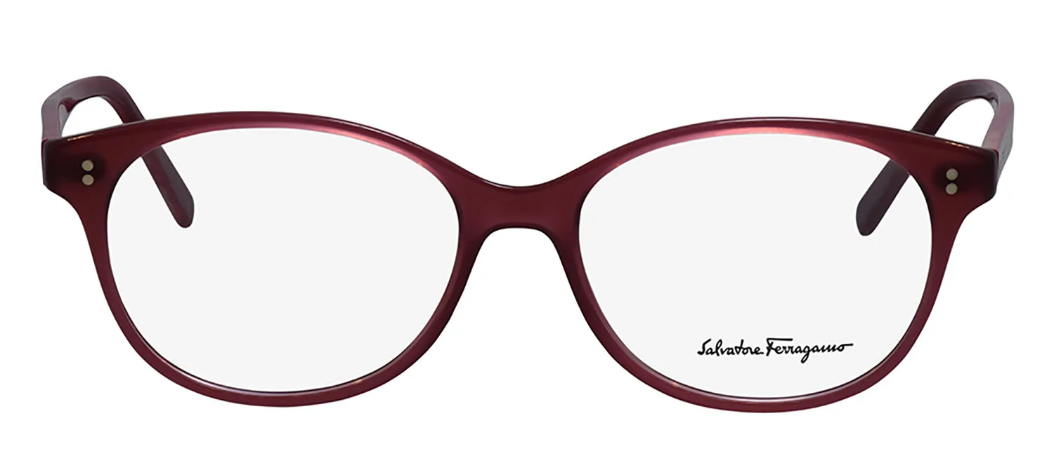 Salvatore Ferragamo SF 2911 511 Round Plastic Trasparent Mauve, Lillac Marble Eyeglasses with Logo Stamped Demo Lenses
