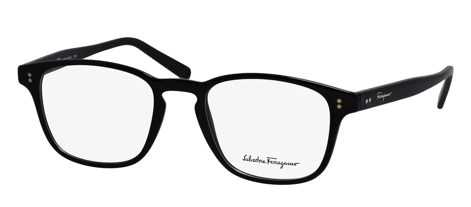 Salvatore Ferragamo SF 2913 001 Square Plastic Black Eyeglasses with Logo Stamped Demo Lenses
