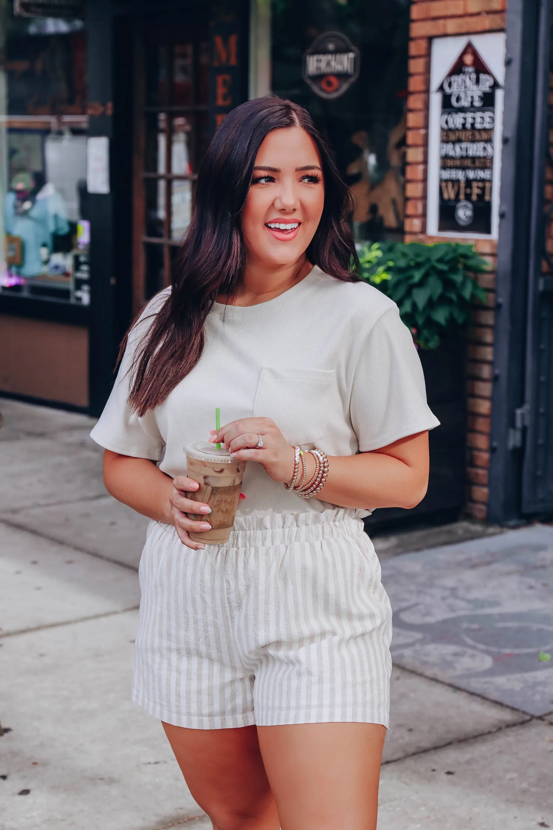 Sandy Ruffle Waist Striped Shorts