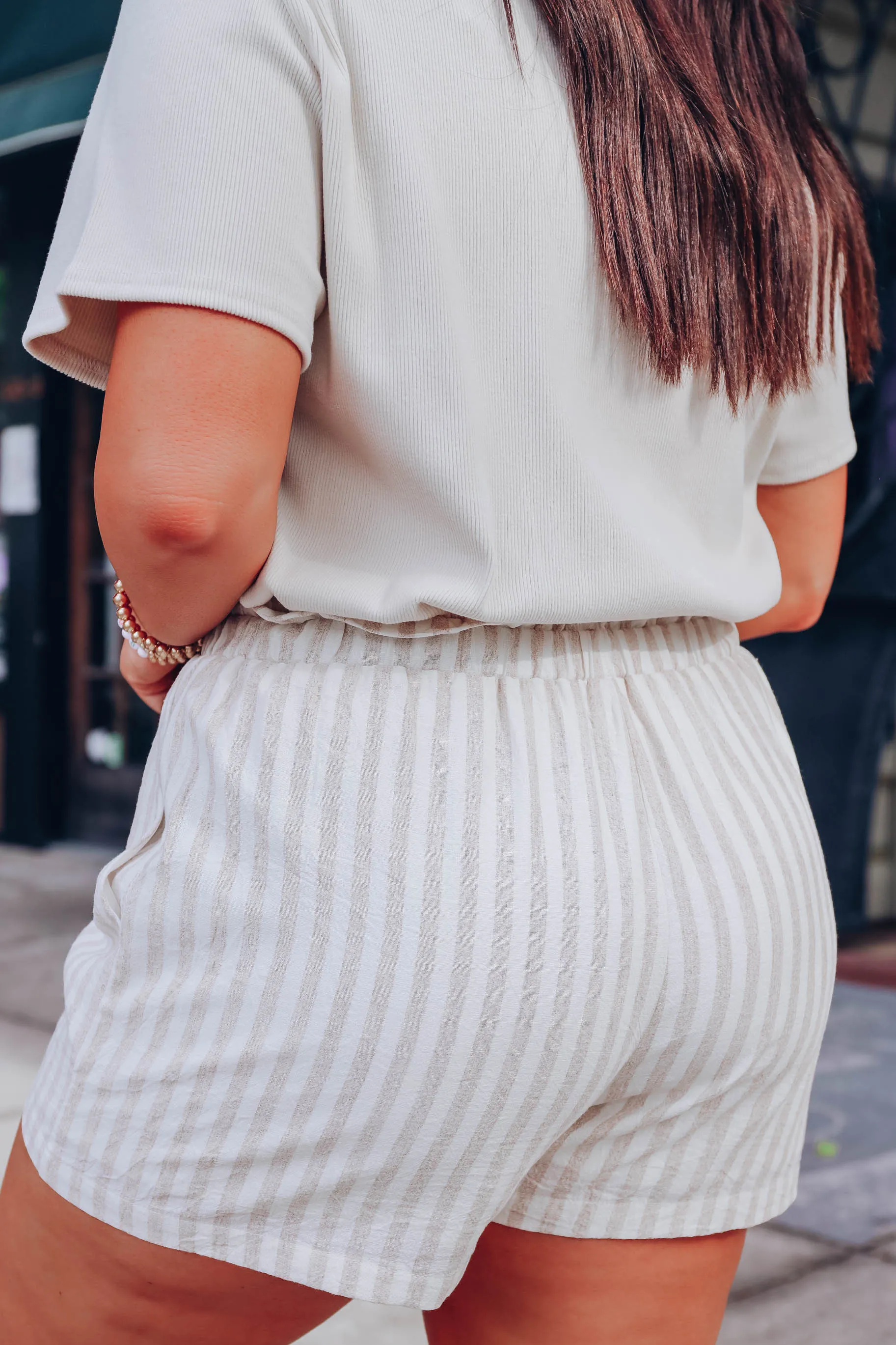 Sandy Ruffle Waist Striped Shorts