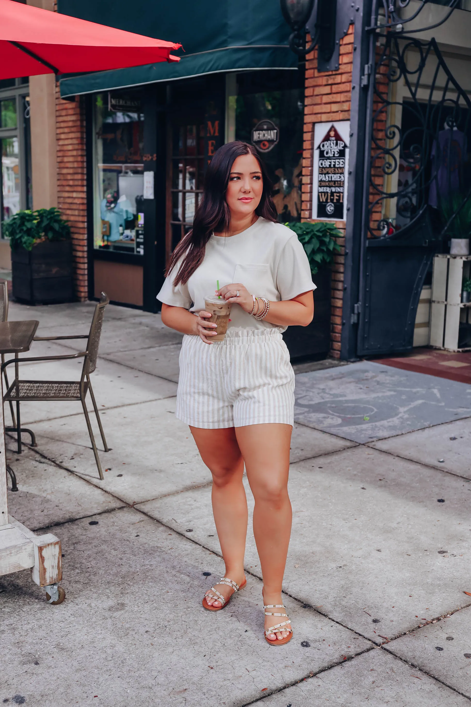 Sandy Ruffle Waist Striped Shorts
