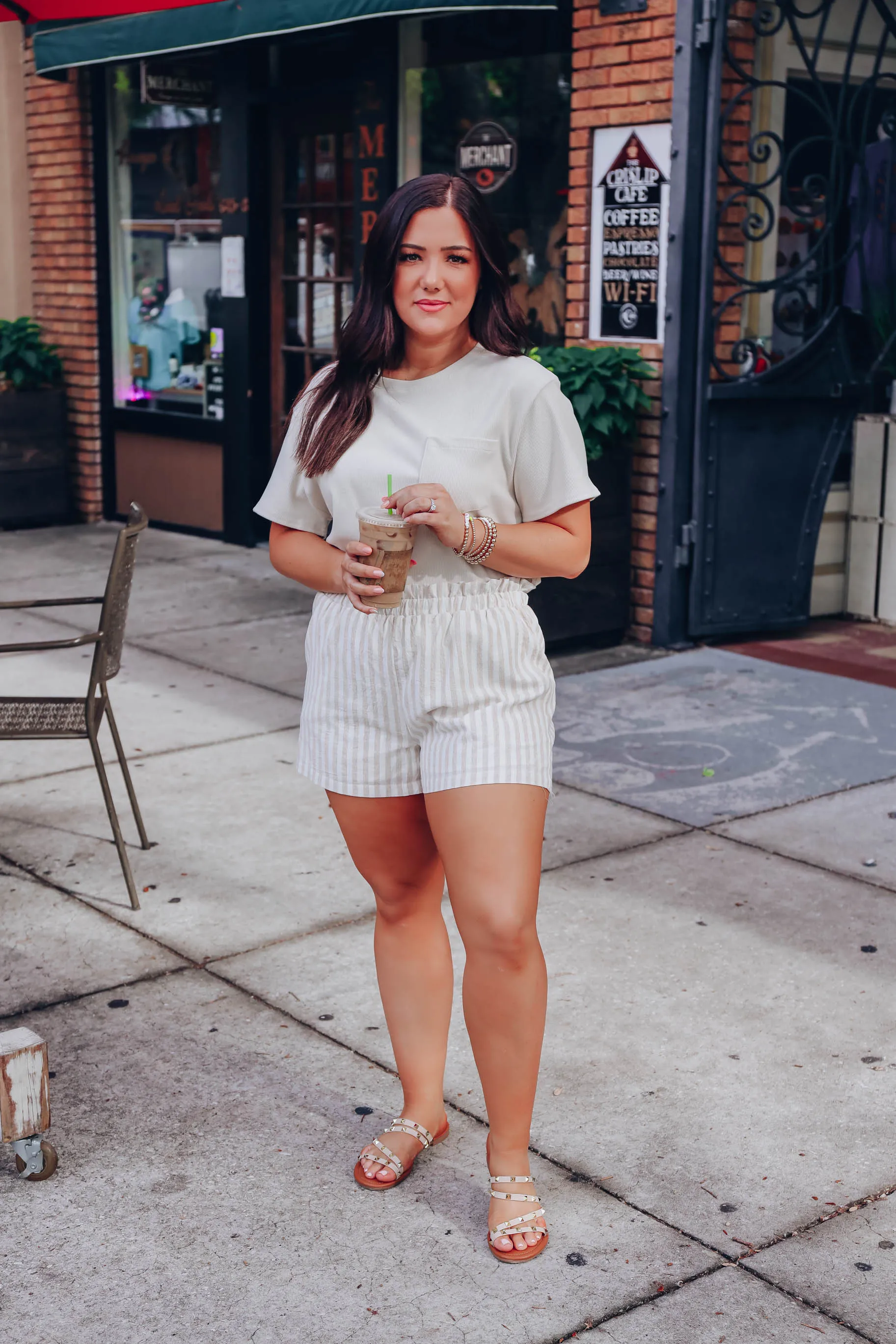 Sandy Ruffle Waist Striped Shorts
