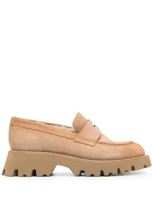 Santoni penny slot suede loafers