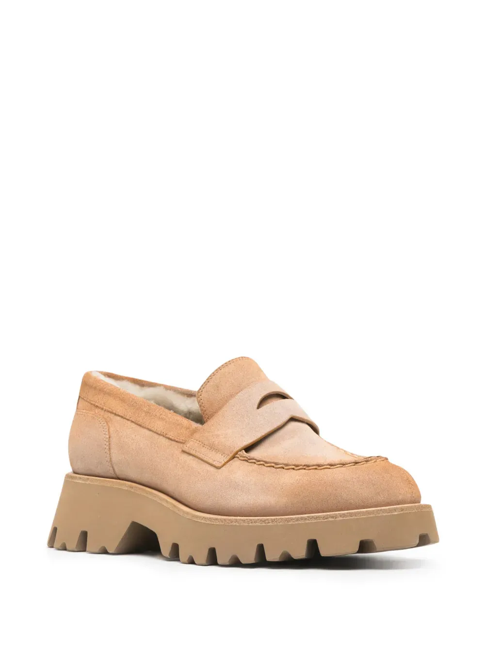 Santoni penny slot suede loafers