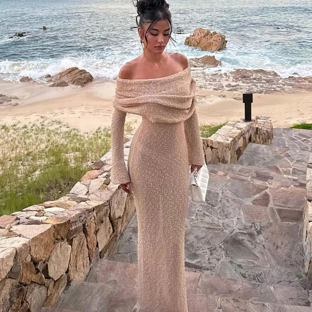 Shimmering Off-Shoulder Occasion Dress