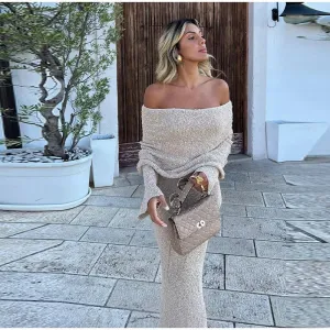 Shimmering Off-Shoulder Occasion Dress