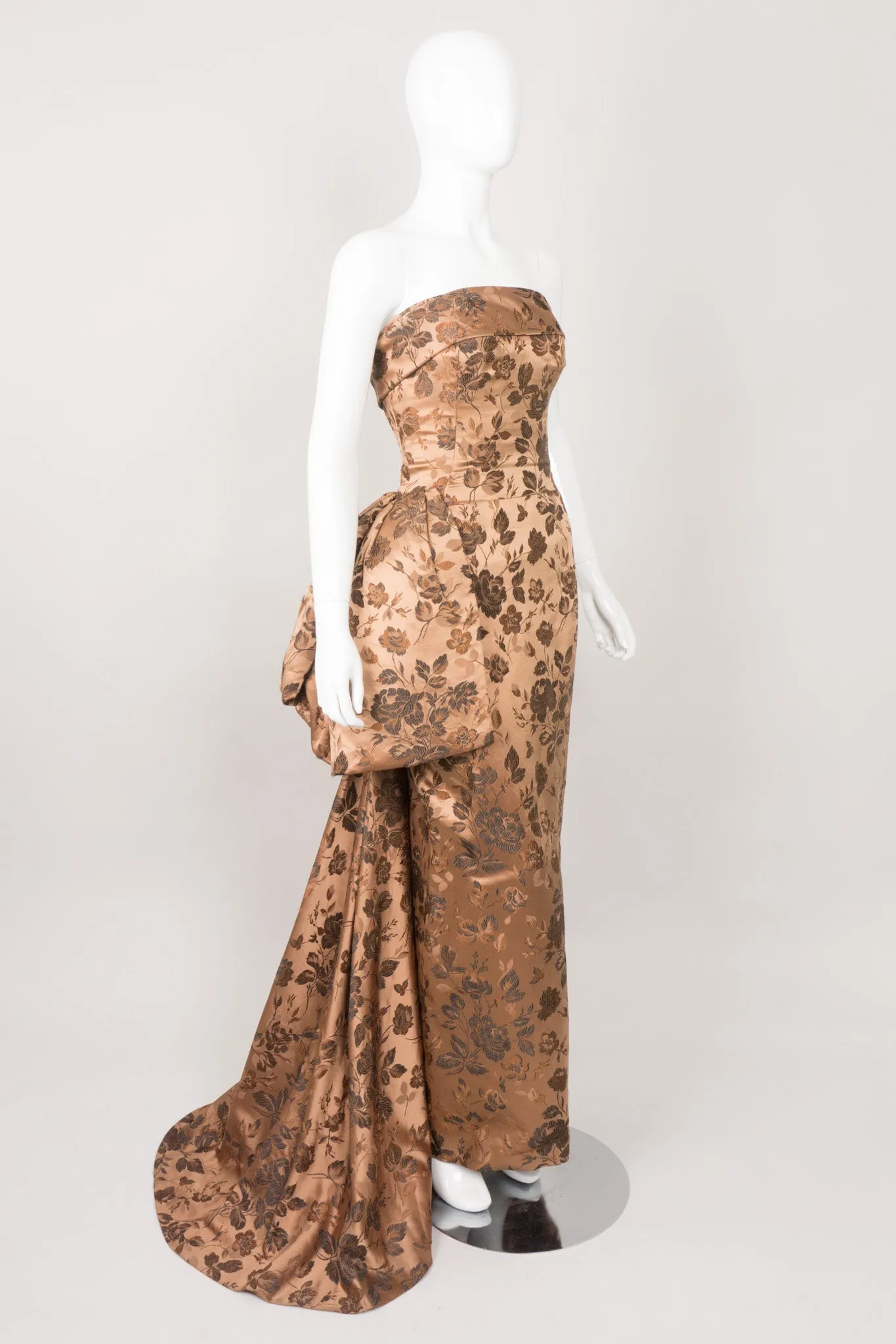 Side Bustle Strapless Gown