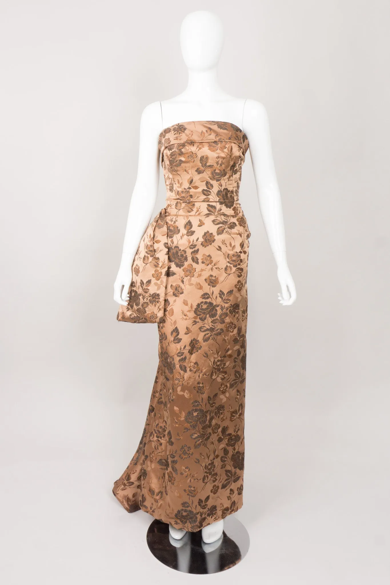 Side Bustle Strapless Gown