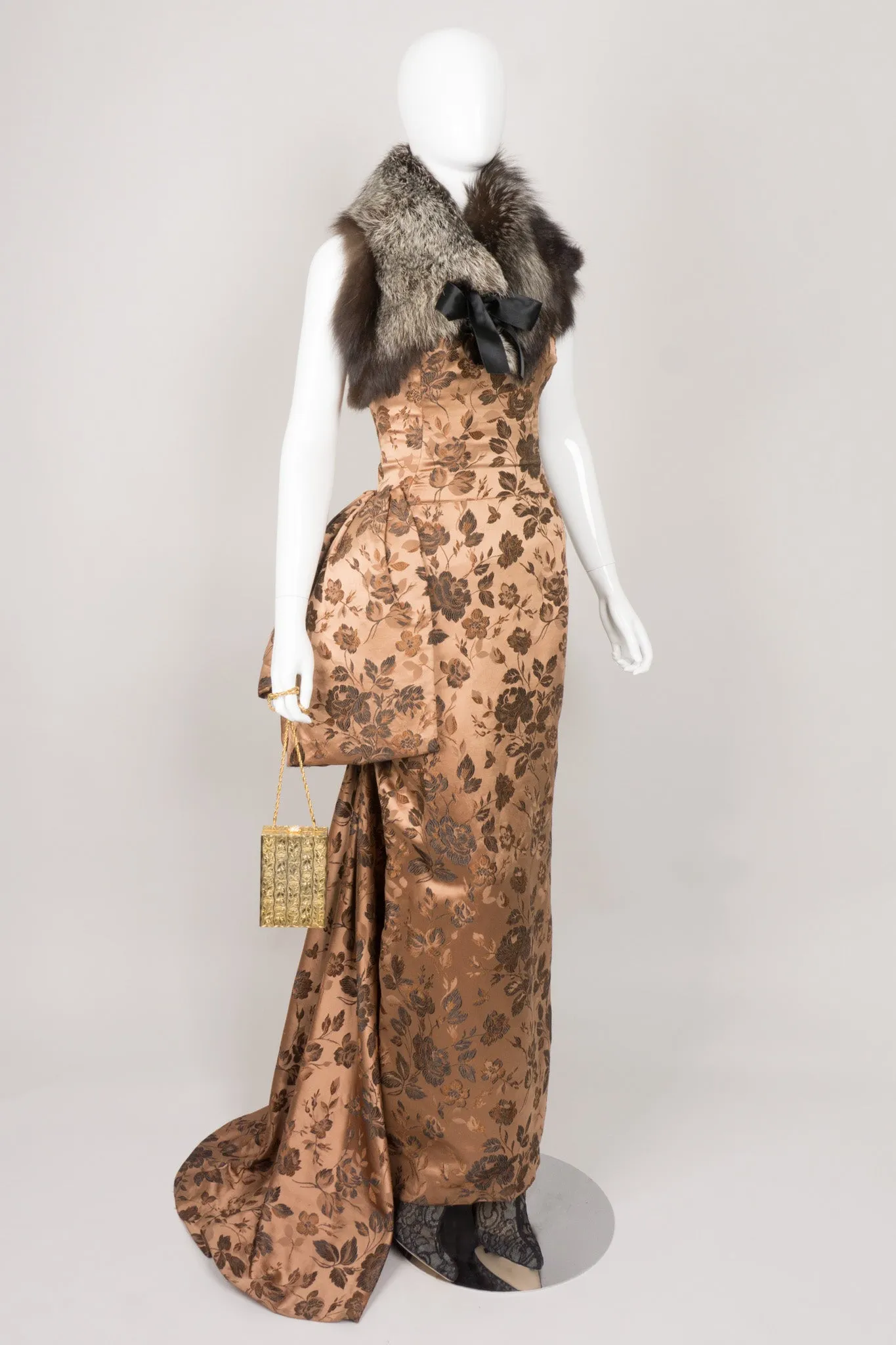 Side Bustle Strapless Gown