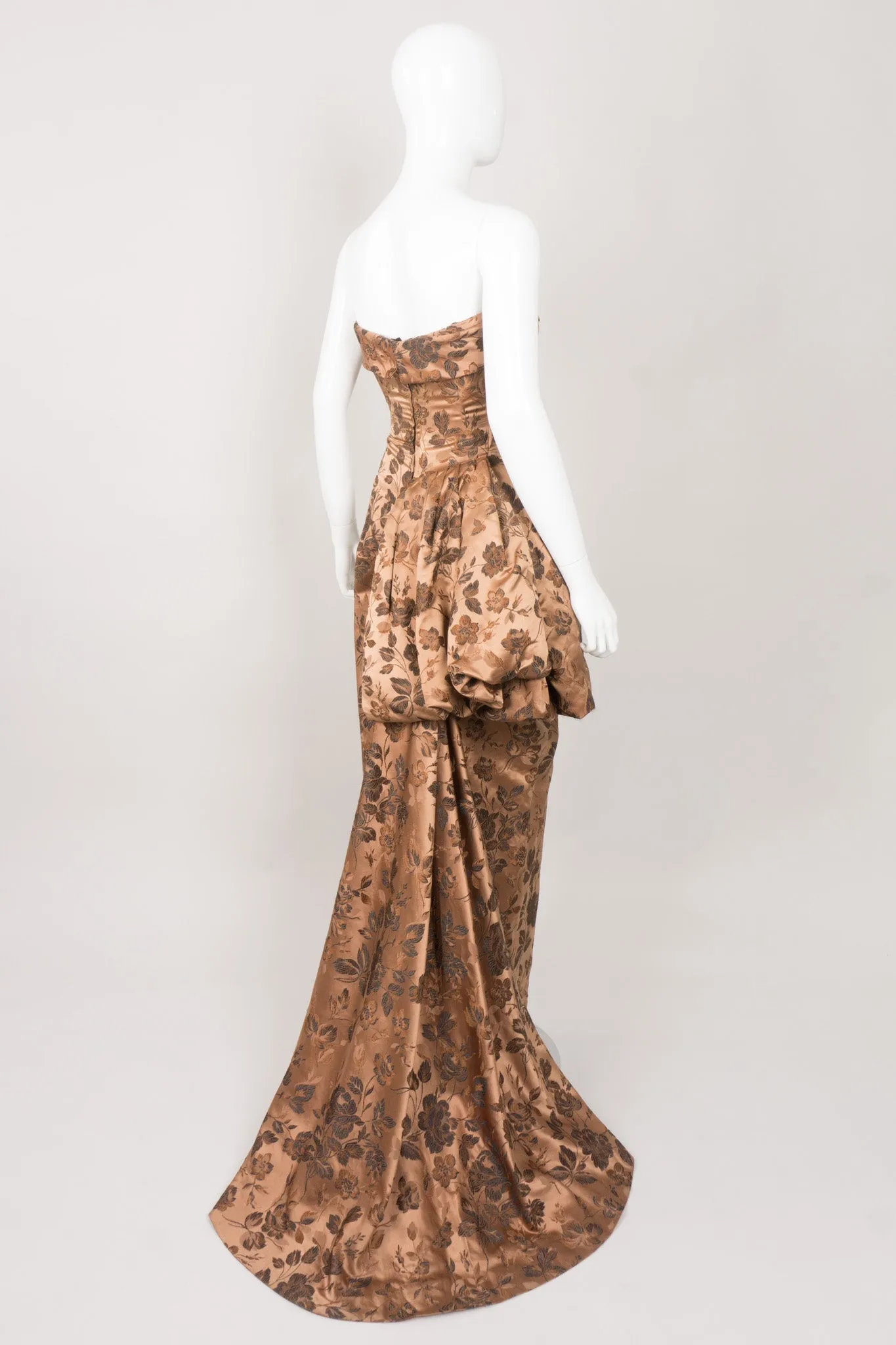 Side Bustle Strapless Gown