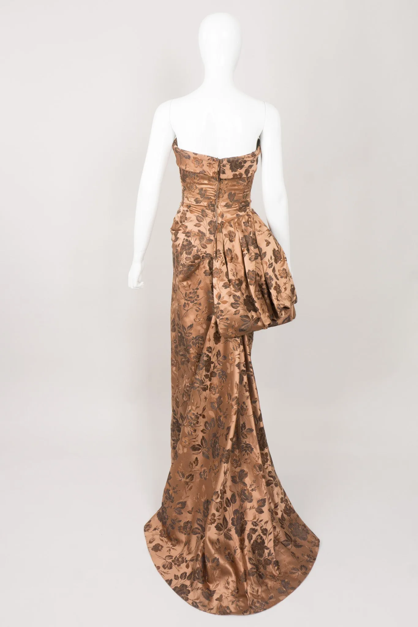 Side Bustle Strapless Gown