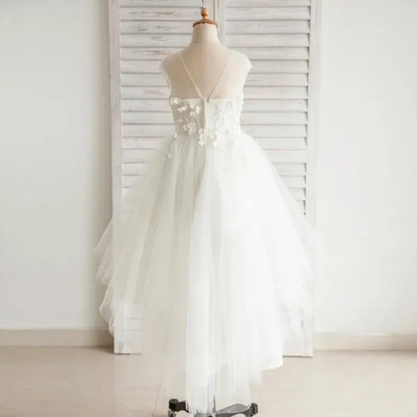 Sleeveless Hi-Lo Cute Unique Design Lovely Flower Girl Dresses, Junior Bridesmaid Dresses Online, FG115
