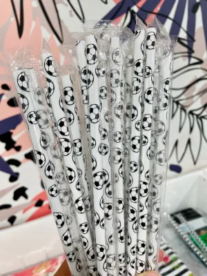 Soccer ball 9” reusable straw - individually packaged