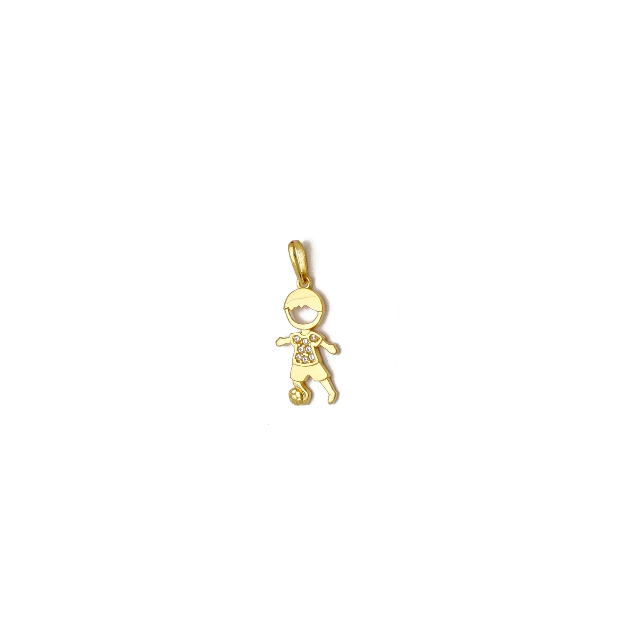 Soccer Kid CZ Pendant (14K)