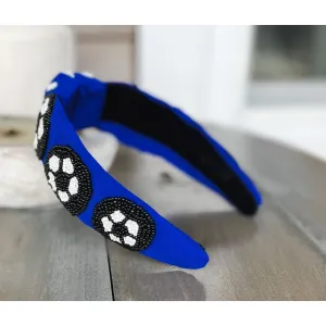 Soccer Seed Beaded Team Spirit Top Knot Headband.