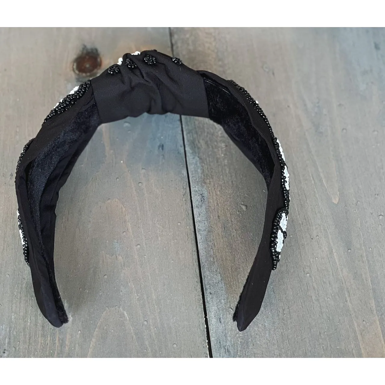 Soccer Seed Beaded Team Spirit Top Knot Headband.