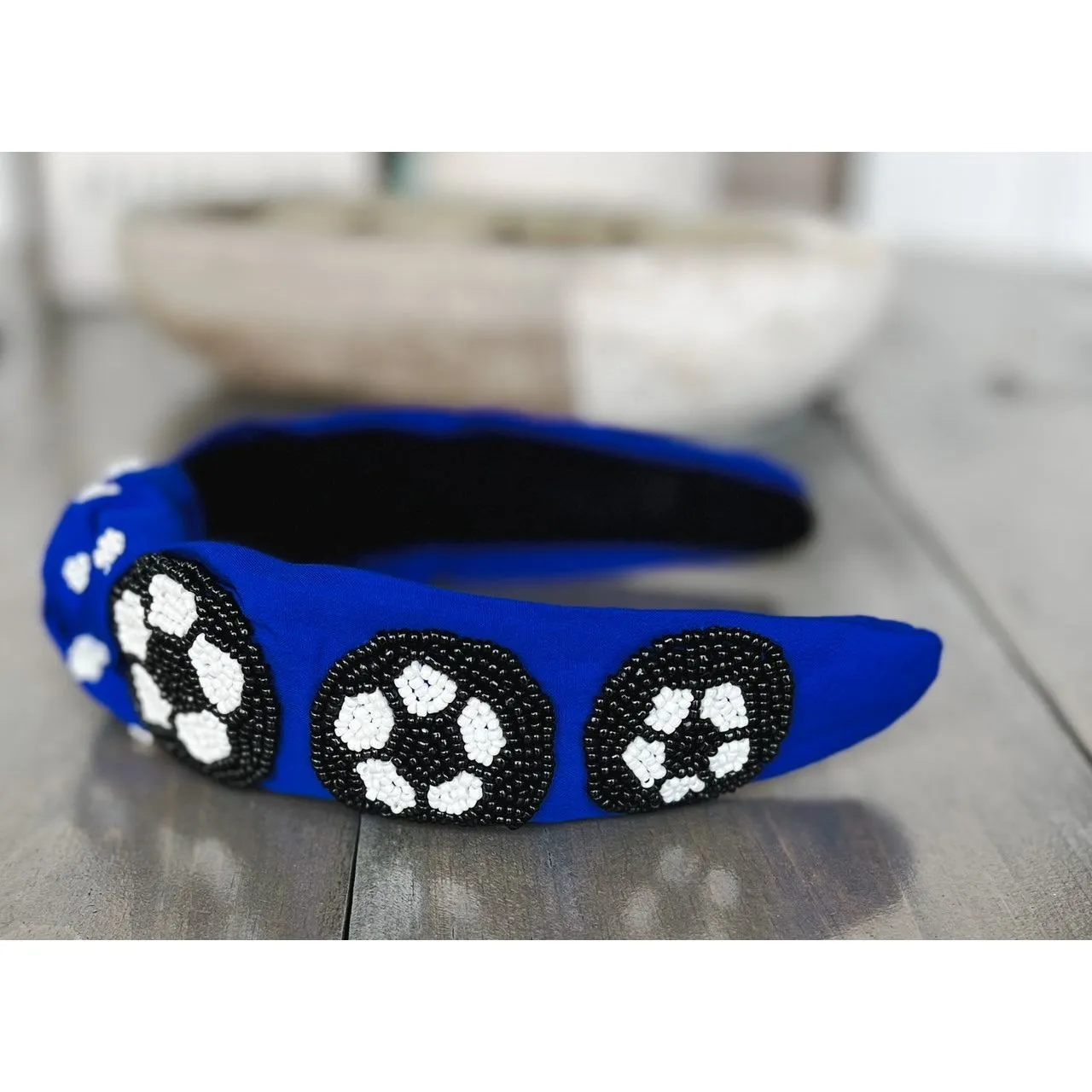 Soccer Seed Beaded Team Spirit Top Knot Headband