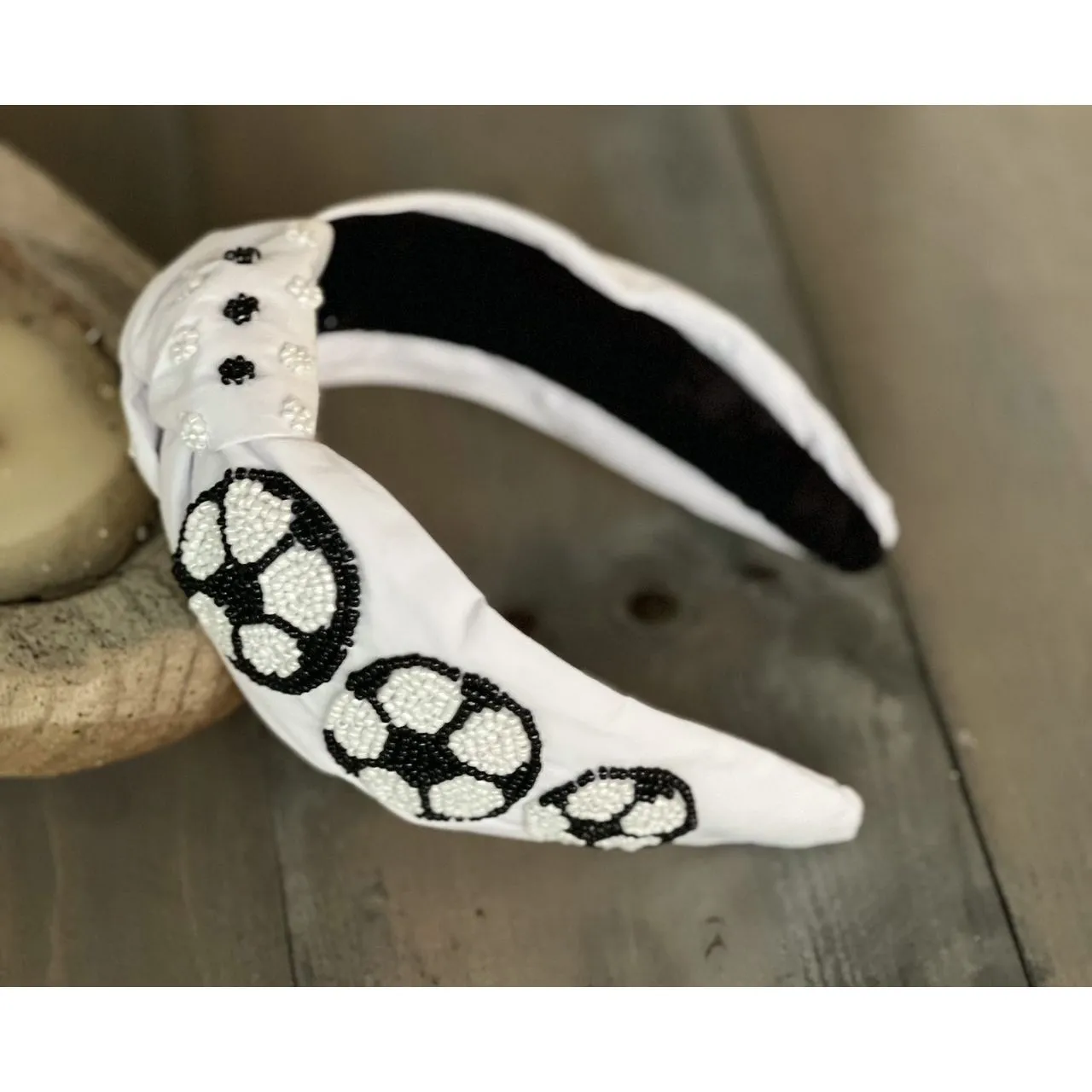 Soccer Seed Beaded Team Spirit Top Knot Headband