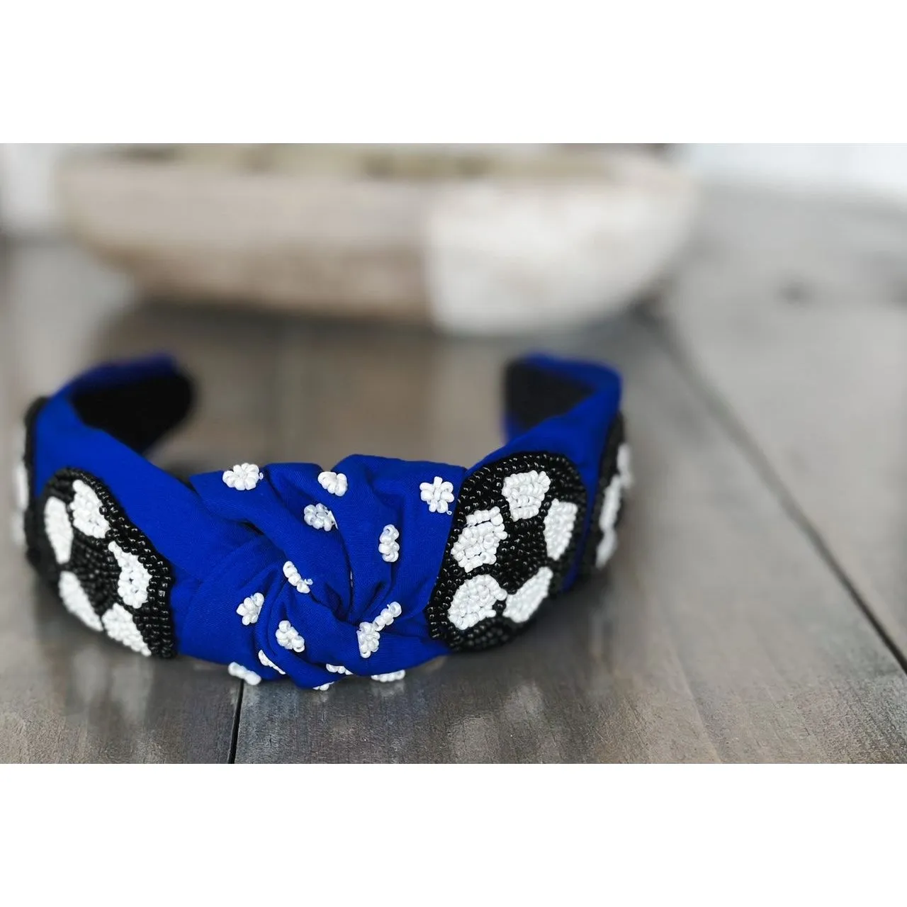 Soccer Seed Beaded Team Spirit Top Knot Headband