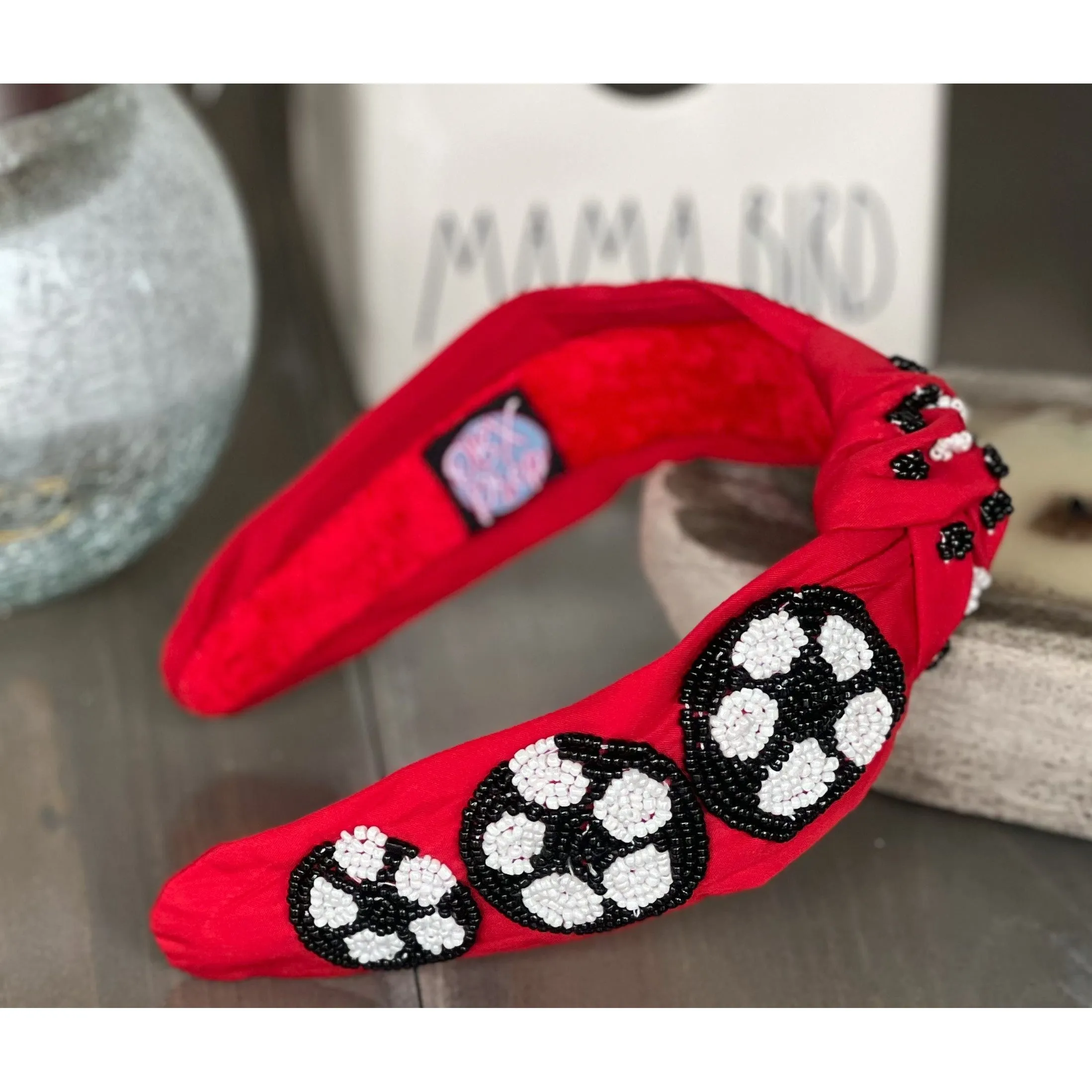 Soccer Seed Beaded Team Spirit Top Knot Headband.