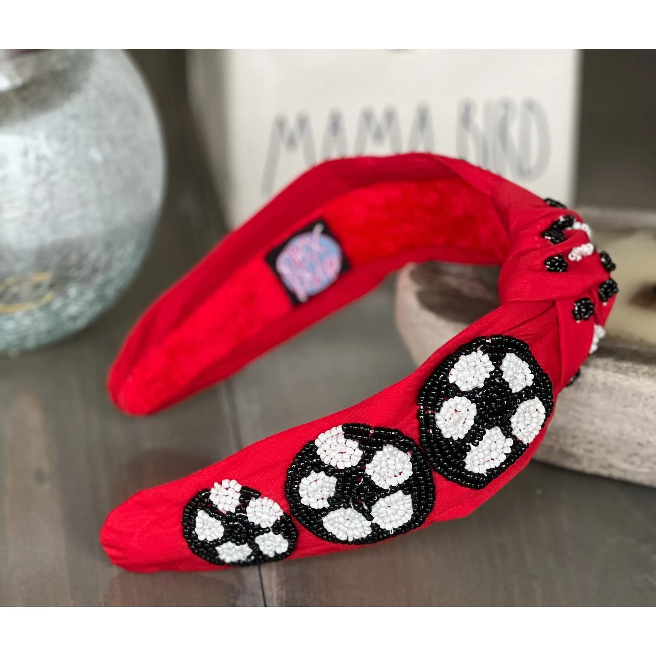 Soccer Seed Beaded Team Spirit Top Knot Headband