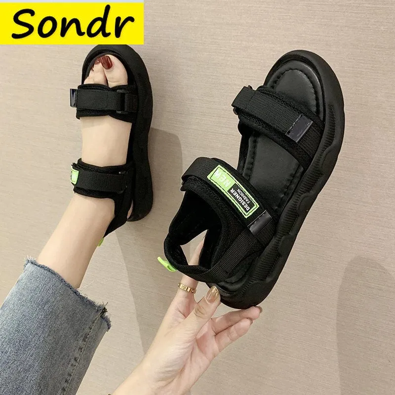 Sports Sandals Ins Sale Summer Student Female Sandals Casual Shoes Designer Sandals Thick Flat Sandals