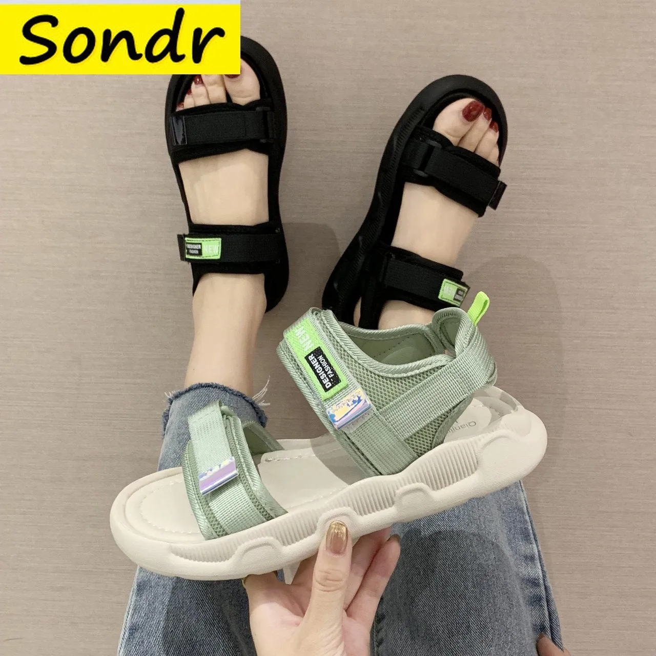 Sports Sandals Ins Sale Summer Student Female Sandals Casual Shoes Designer Sandals Thick Flat Sandals