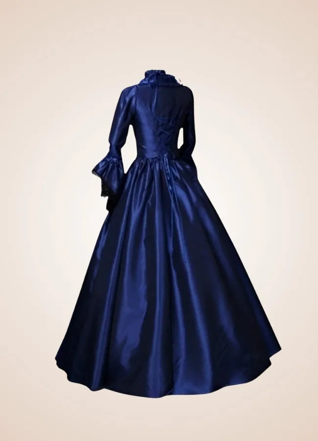 Steampunk Victoria Blue Satin Dress