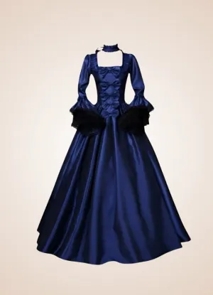 Steampunk Victoria Blue Satin Dress