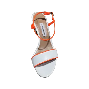 Tabitha Simmons Bungee Block White Kid/ Orange Fluo Calf