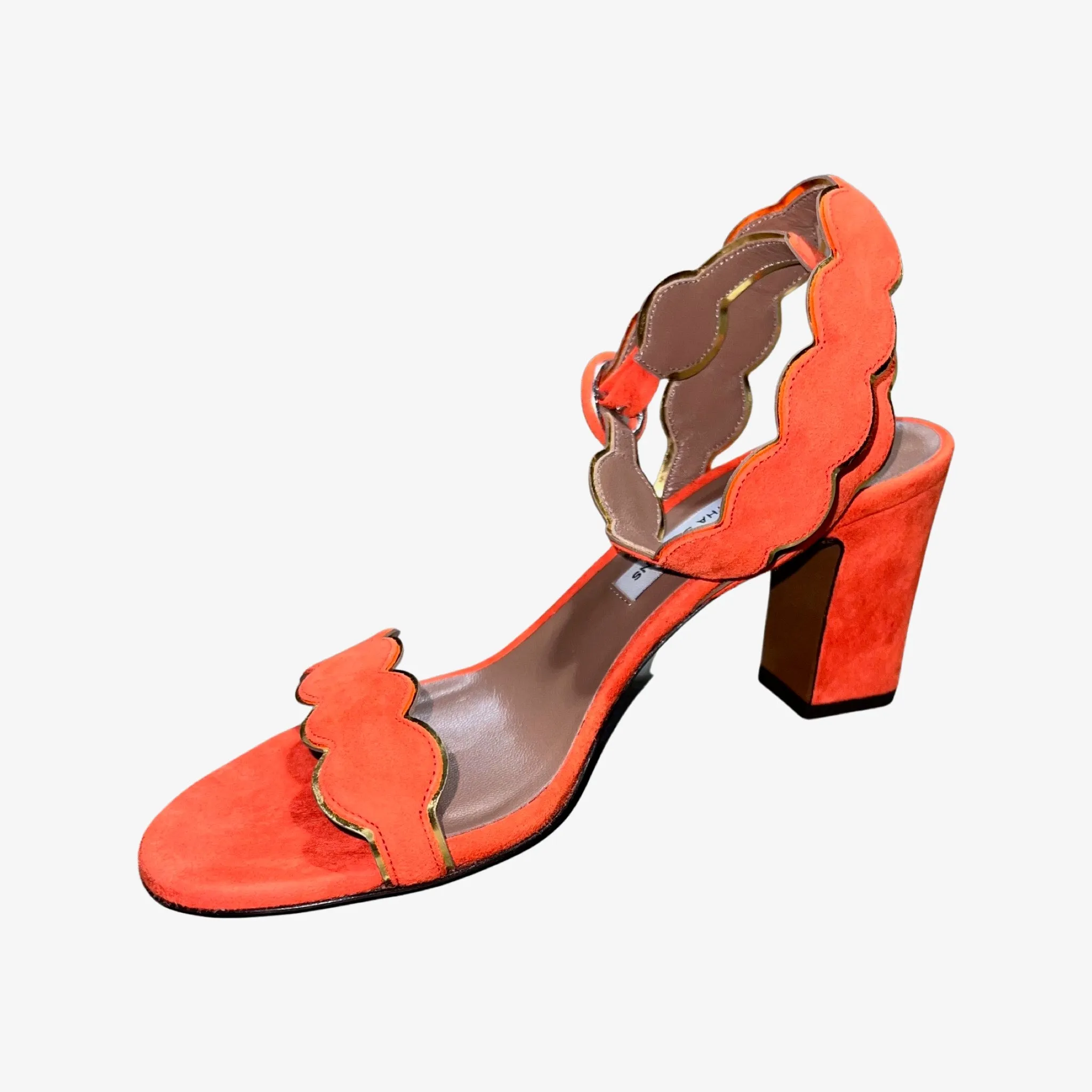 Tabitha Simmons Cloud Scarlet Kid suede/Gold Metallic Mirror