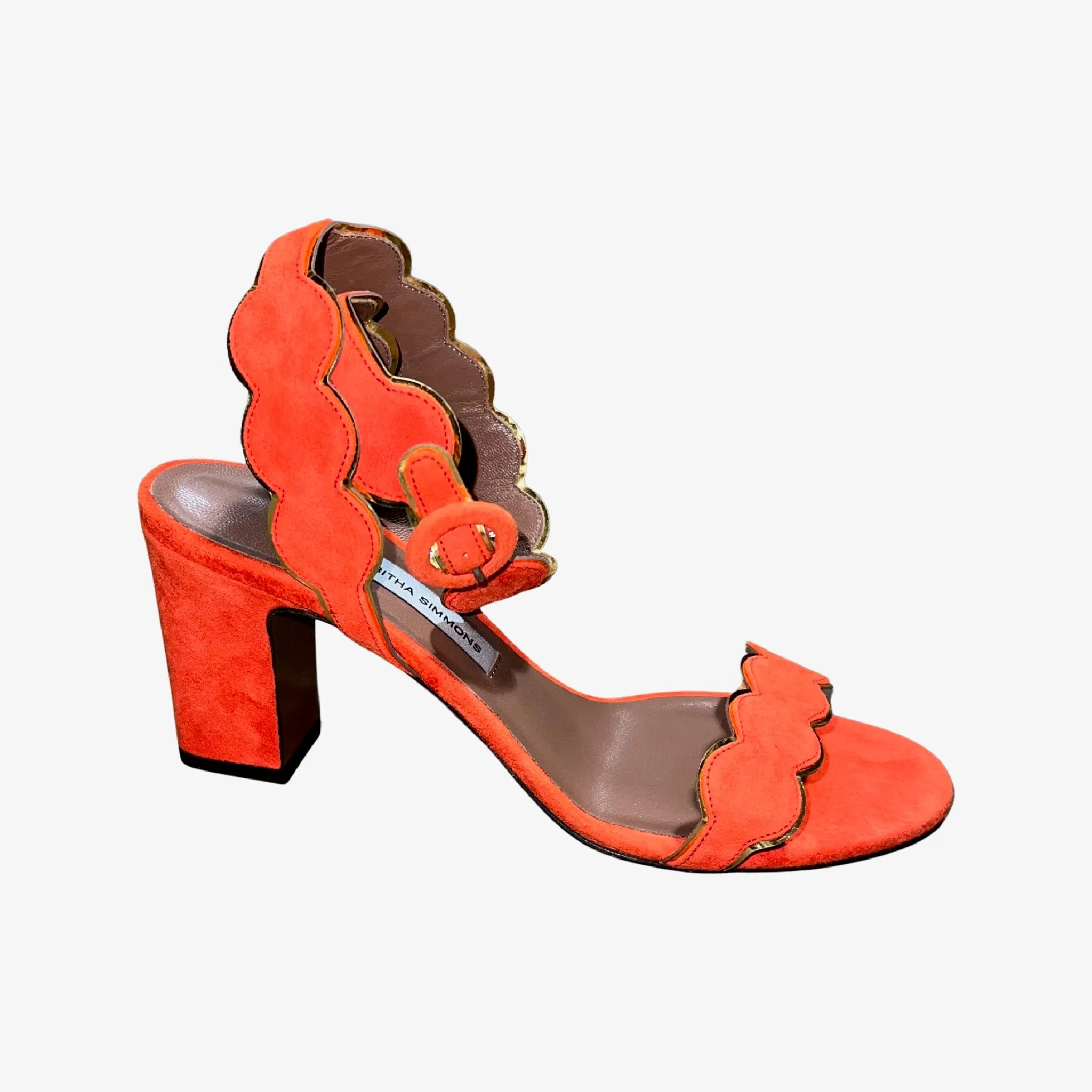 Tabitha Simmons Cloud Scarlet Kid suede/Gold Metallic Mirror