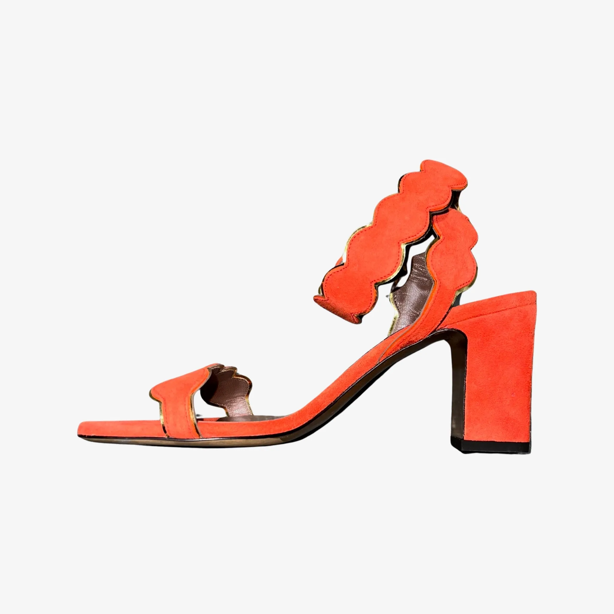 Tabitha Simmons Cloud Scarlet Kid suede/Gold Metallic Mirror