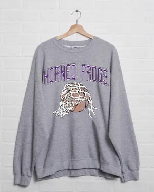 TCU Horned Frogs Basketball Fling Puff Ink Gray Thrifted Sweatshirt