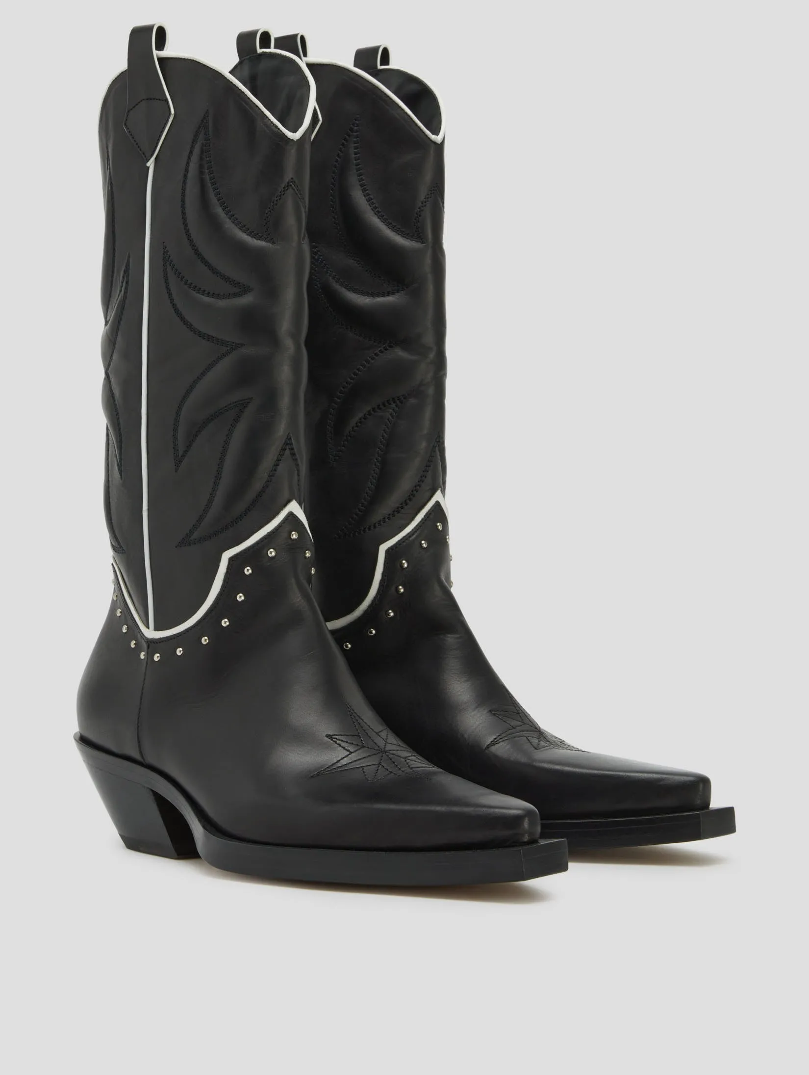 TERENCE WESTERN BOOT IN BLACK VACCHETTA