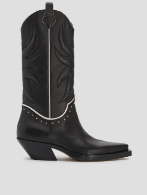 TERENCE WESTERN BOOT IN BLACK VACCHETTA