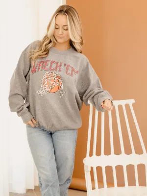 Texas Tech Basketball Fling Puff Ink Gray Thrifted Sweatshirt