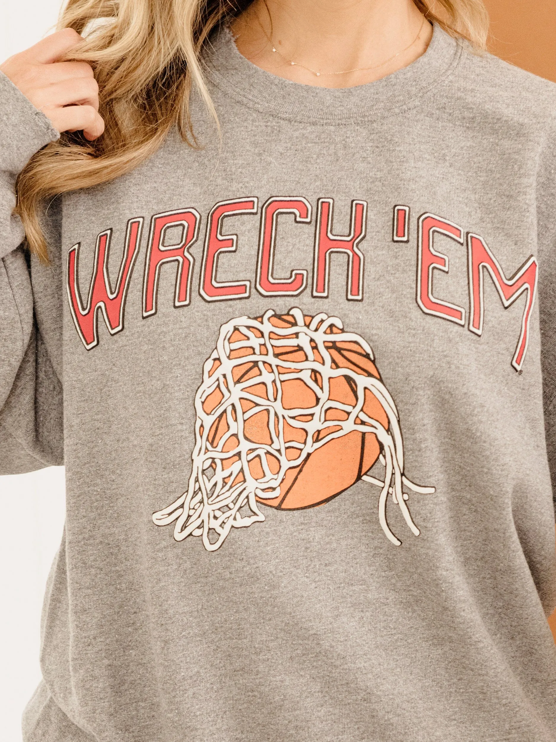 Texas Tech Basketball Fling Puff Ink Gray Thrifted Sweatshirt