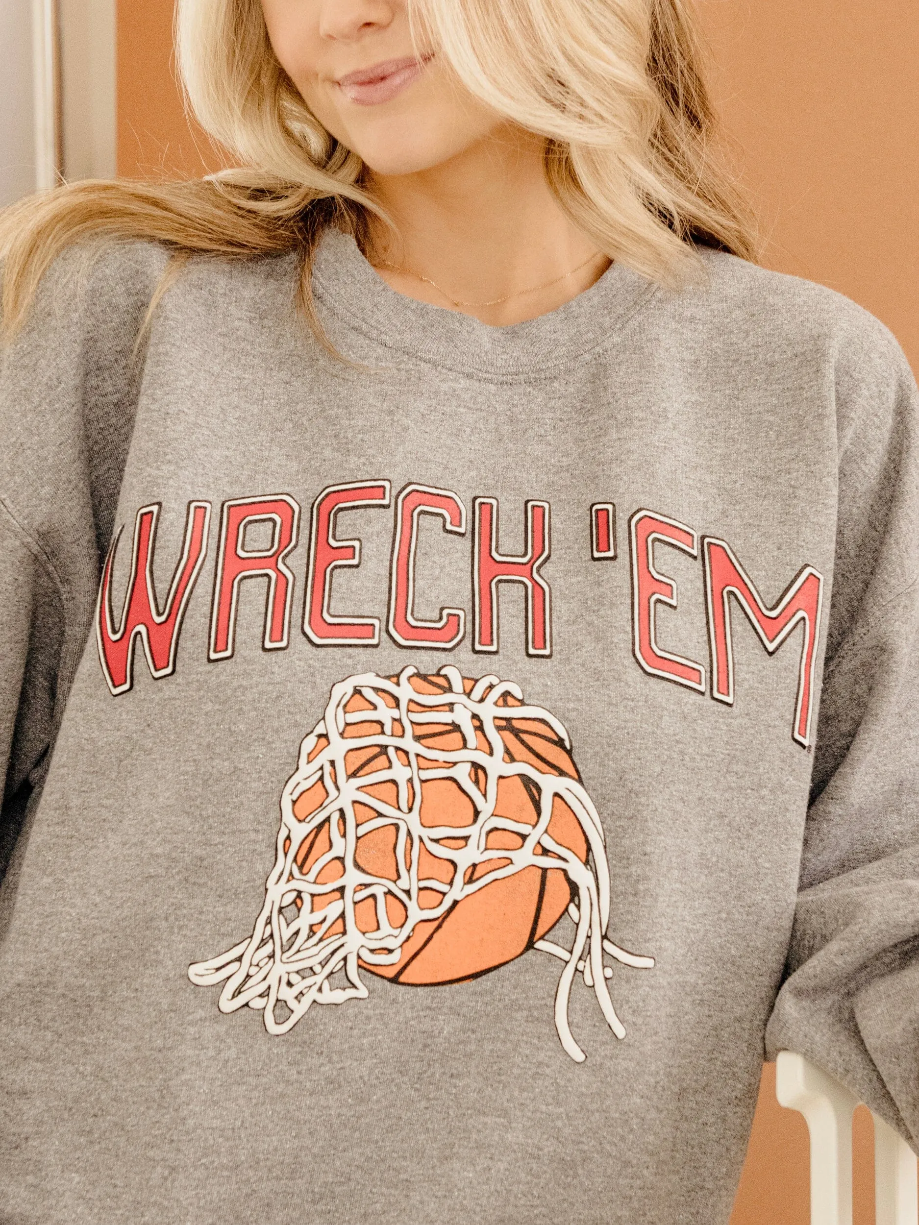 Texas Tech Basketball Fling Puff Ink Gray Thrifted Sweatshirt