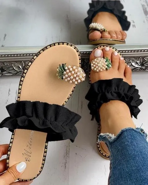 TropicalCharm™ Pineapple Pearl Sandals For Women