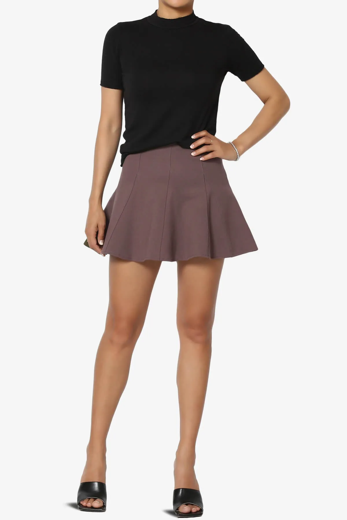 Veles Flared Skater Mini Skirt W Shorts Inset