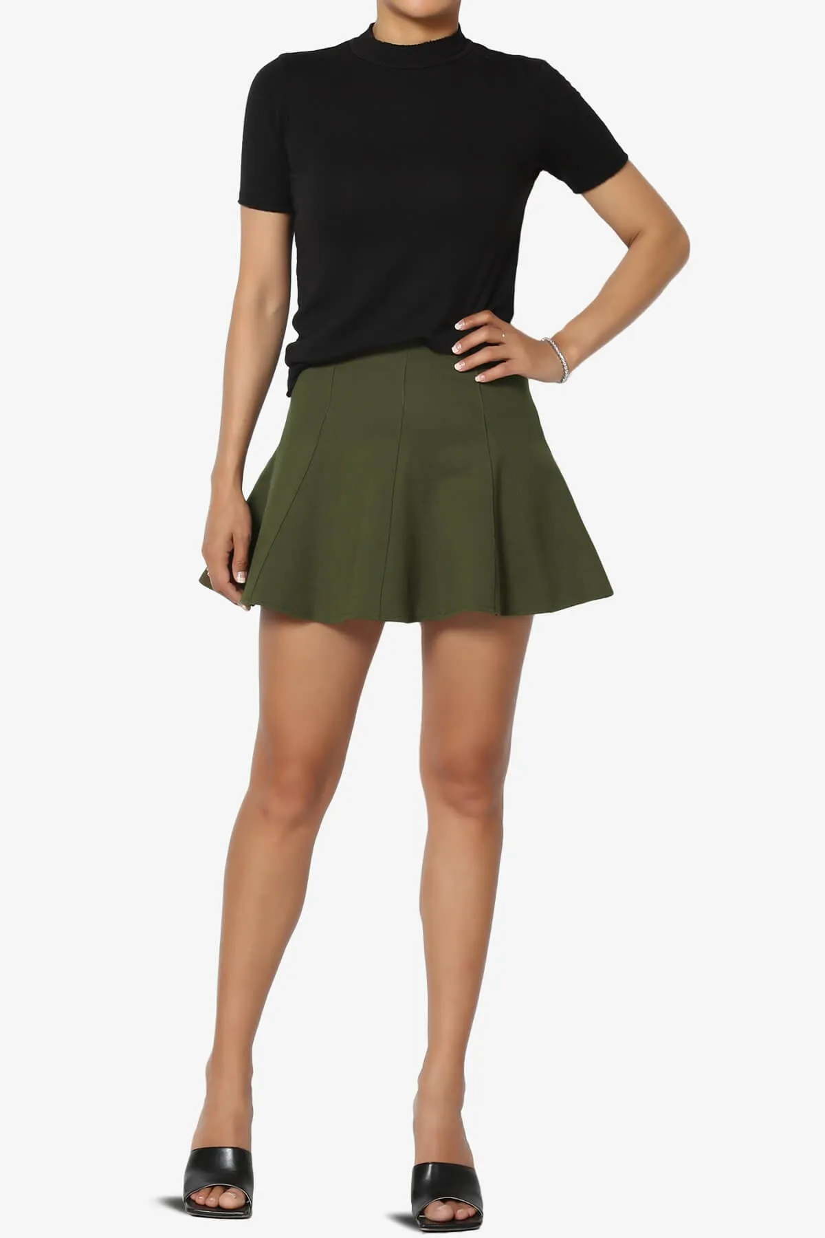 Veles Flared Skater Mini Skirt W Shorts Inset