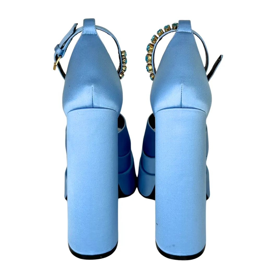 Versace Light Blue Platform Sandals, 40