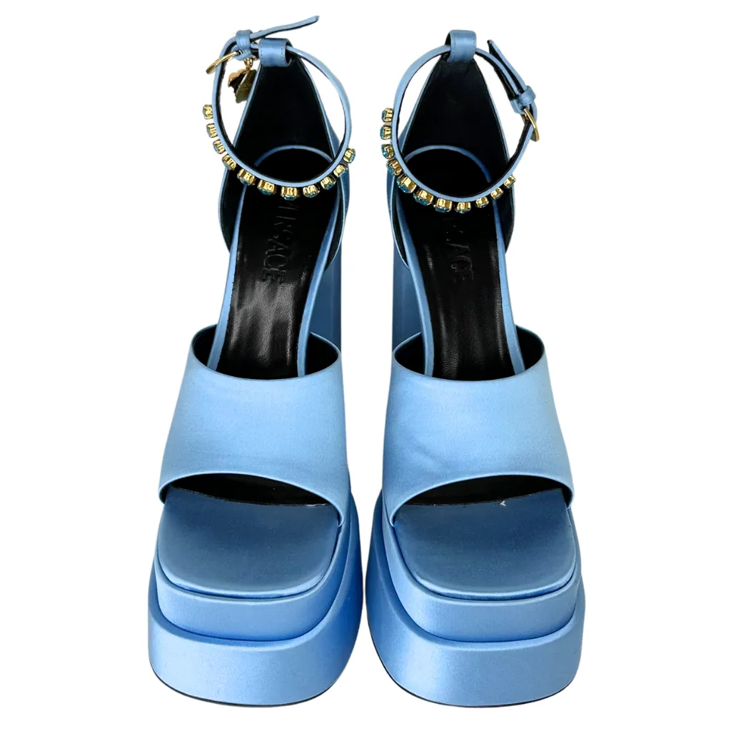 Versace Light Blue Platform Sandals, 40