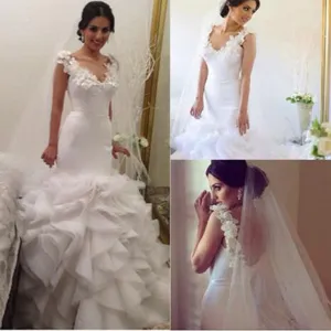 Vintage Mermaid Ball Gown V-Neck Unique Wedding Bridal Dresses. AB0183