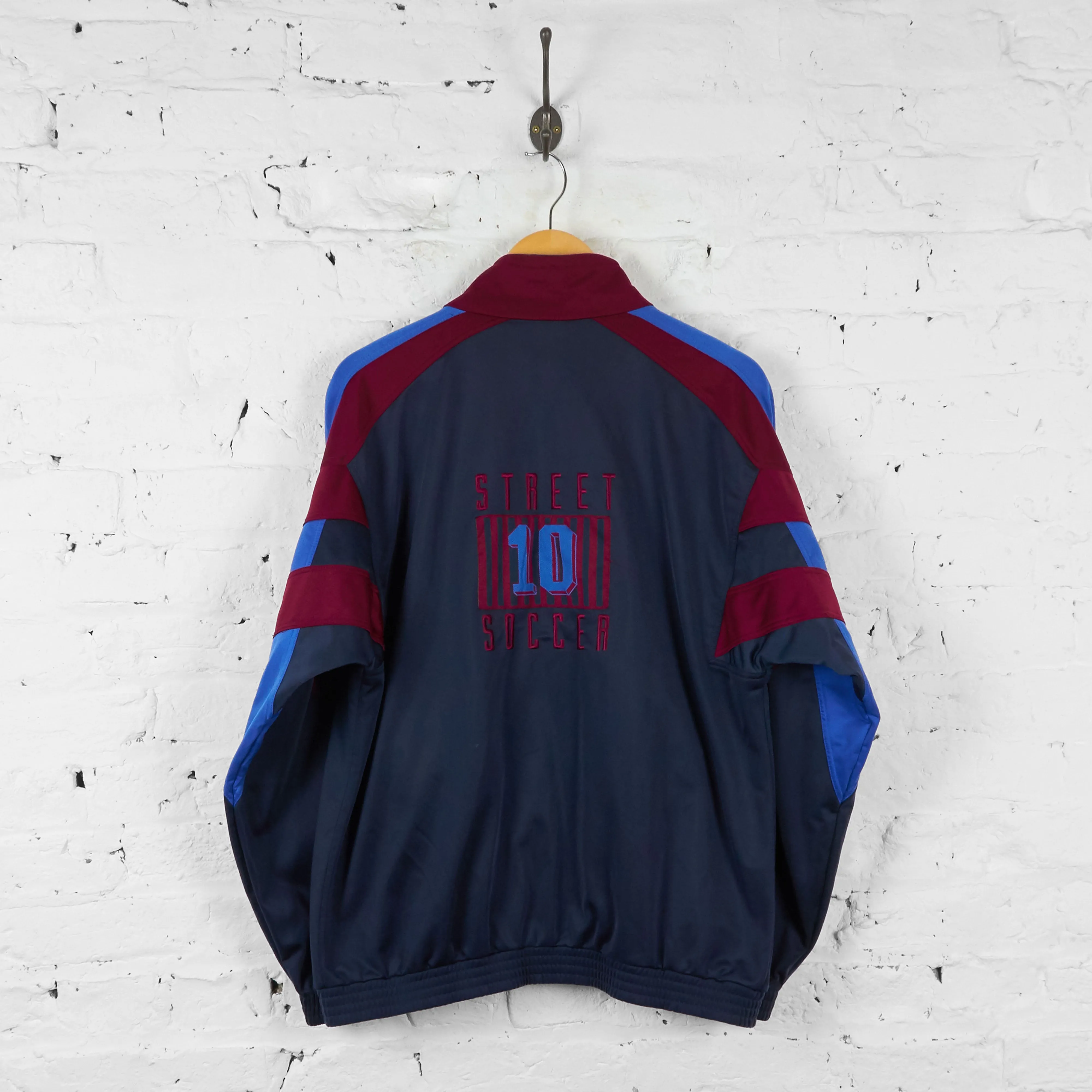 Vintage Puma Street Soccer Tracksuit Top - Burgundy - M