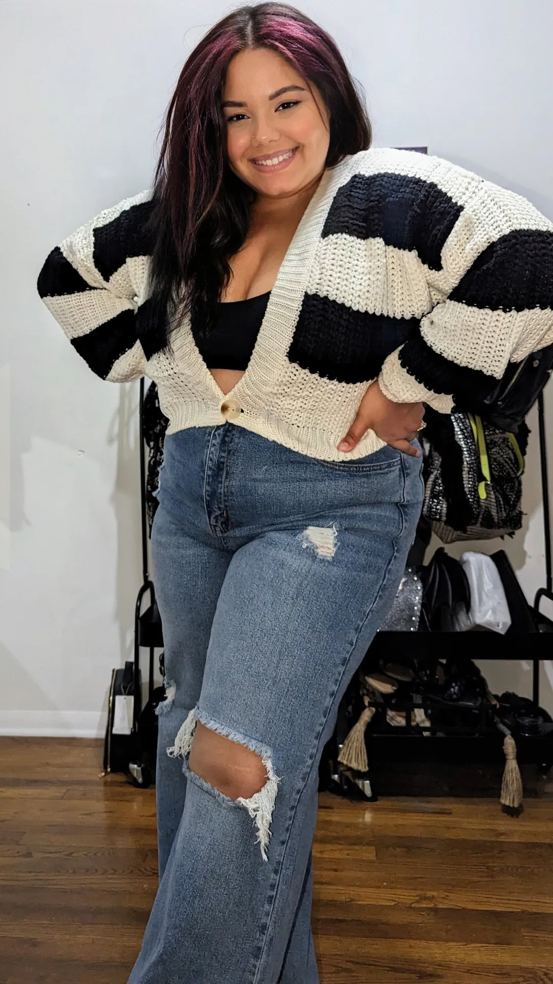 Wednesday Cropped Cardigan Striped