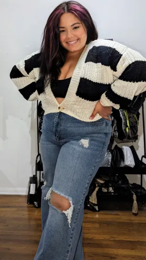 Wednesday Cropped Cardigan Striped